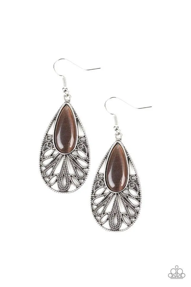 Paparazzi Earring Glowing Tranquility Brown Paparazzi Jewelry Earrings