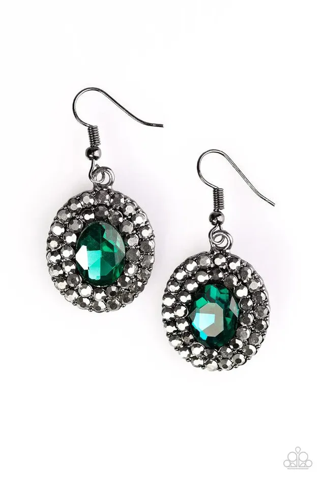 Paparazzi Earring Grit and Glitter Green Paparazzi Jewelry Earrings