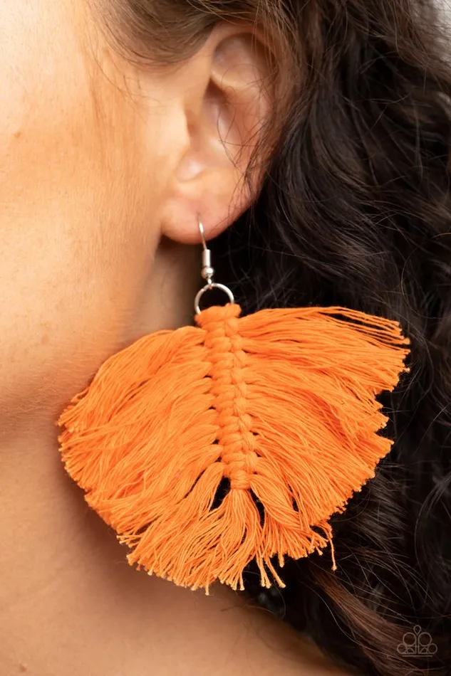 Paparazzi Earring Macrame Mamba Orange Paparazzi Jewelry Earrings