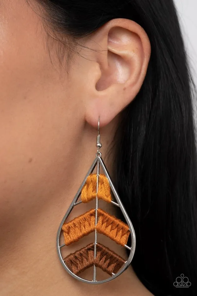 Paparazzi Earring Nice Threads Orange Paparazzi Jewelry Earrings