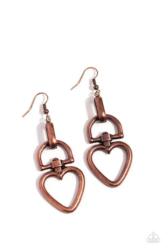 Paparazzi Earring Padlock Your Heart Copper Paparazzi Jewelry Earrings Paparazzi Earring Padlock Your Heart Copper Paparazzi Jewelry Earrings