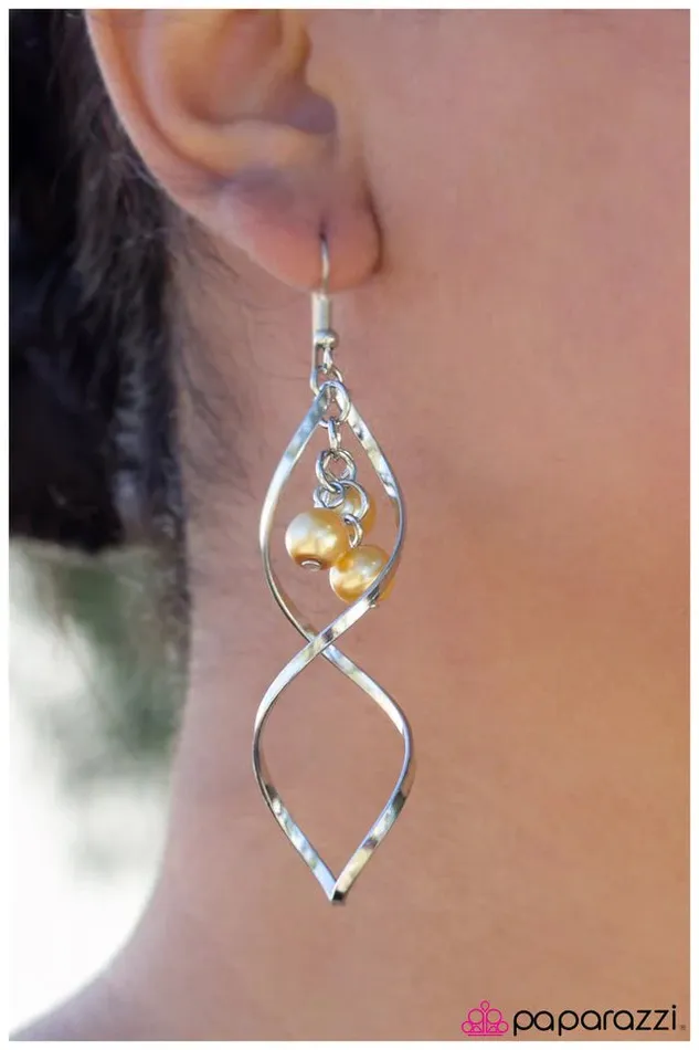 Paparazzi Earring Suspended In Time Yellow Paparazzi Jewelry Earrings