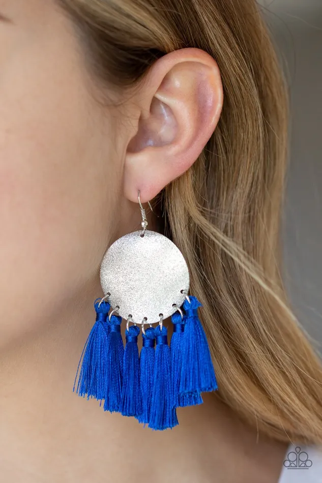Paparazzi Earring Tassel Tribute Blue Paparazzi Jewelry Earrings