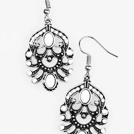 Paparazzi Earring Tropical Tropicana White Paparazzi Jewelry Earrings