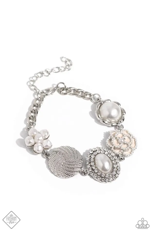 Paparazzi Jewelry Bracelets Paparazzi Bracelet Cultivated Charm White Paparazzi Jewelry Bracelets Paparazzi Bracelet Cultivated Charm White