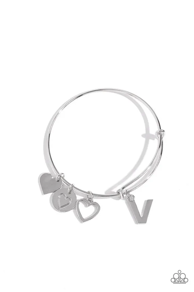 Paparazzi Jewelry Bracelets Paparazzi Bracelet Making It INITIAL Silver V Paparazzi Jewelry Bracelets Paparazzi Bracelet Making It INITIAL Silver V