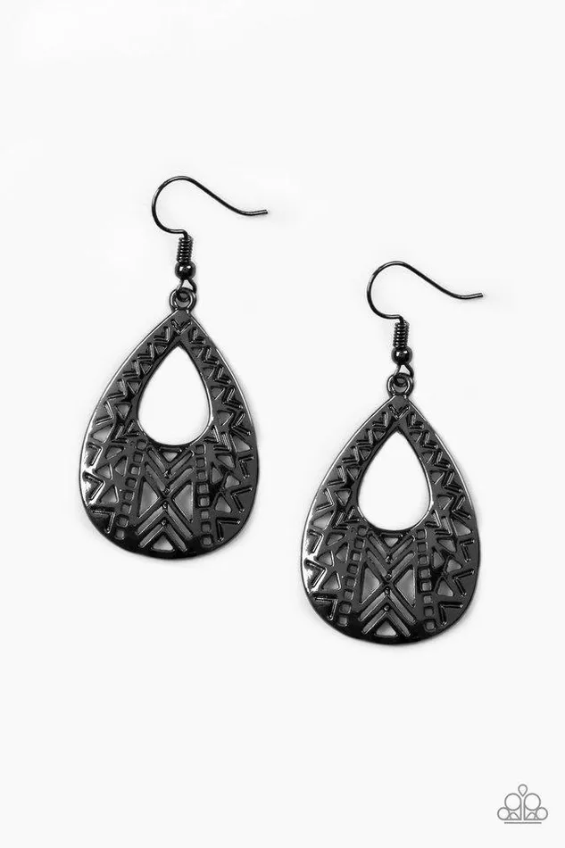 Paparazzi Jewelry Earrings Paparazzi Earring Alpha Amazon Black