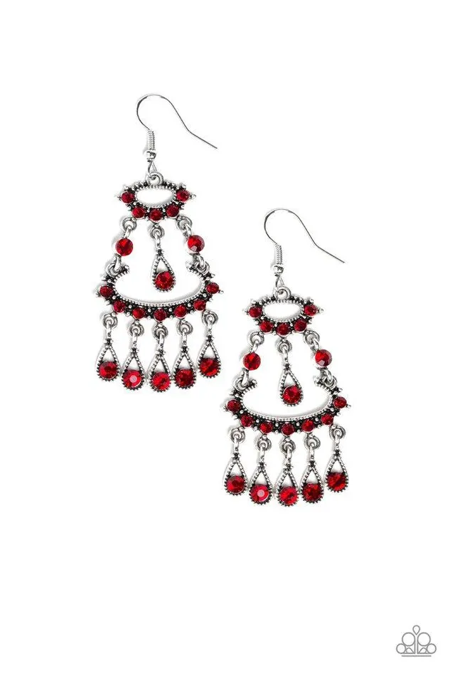 Paparazzi Jewelry Earrings Paparazzi Earring Chandelier Shimmer Red