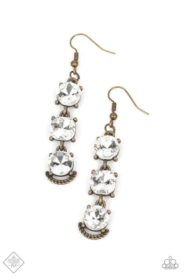 Paparazzi Jewelry Earrings Paparazzi Earring Determined to Dazzle Brass Paparazzi Jewelry Earrings Paparazzi Earring Determined to Dazzle Brass