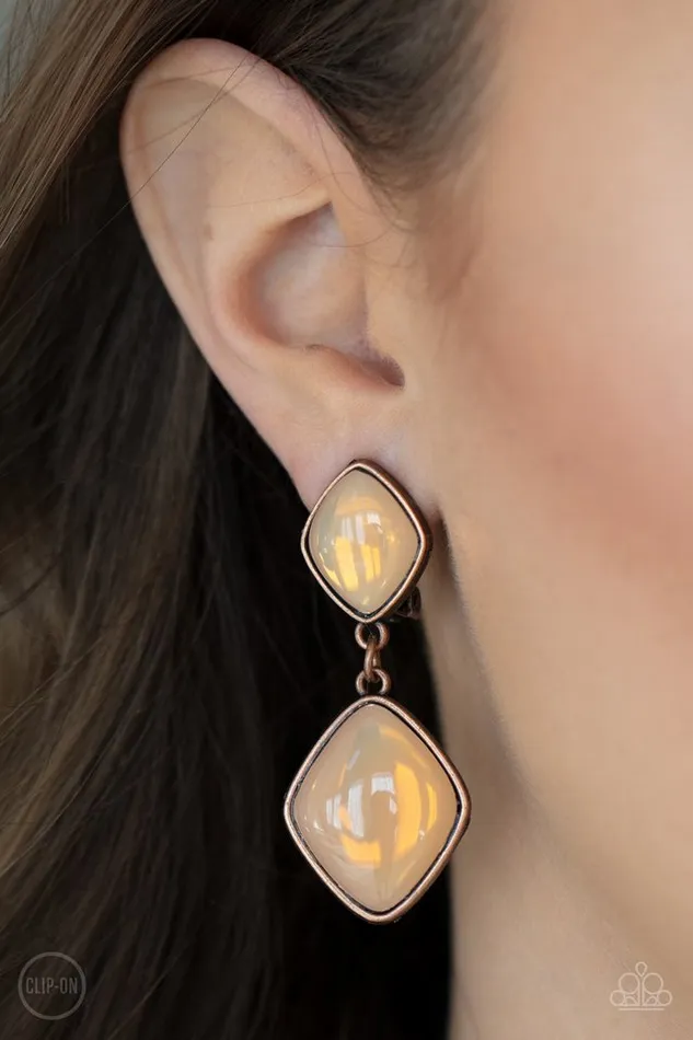 Paparazzi Jewelry Earrings Paparazzi Earring Double Dipping Diamonds Copper