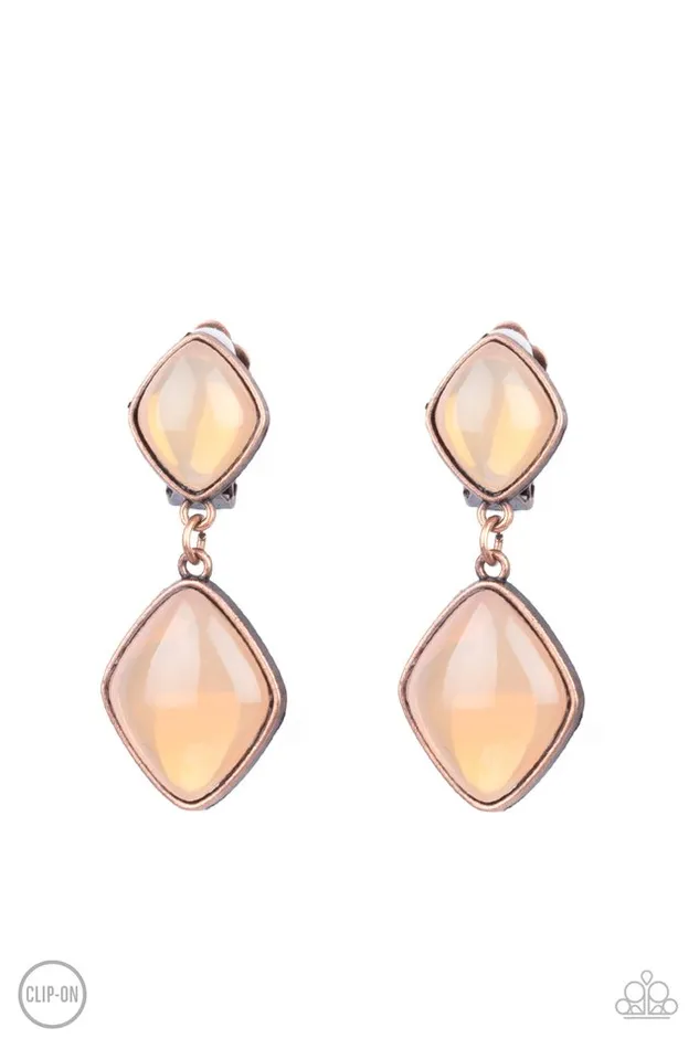 Paparazzi Jewelry Earrings Paparazzi Earring Double Dipping Diamonds Copper Paparazzi Jewelry Earrings Paparazzi Earring Double Dipping Diamonds Copper