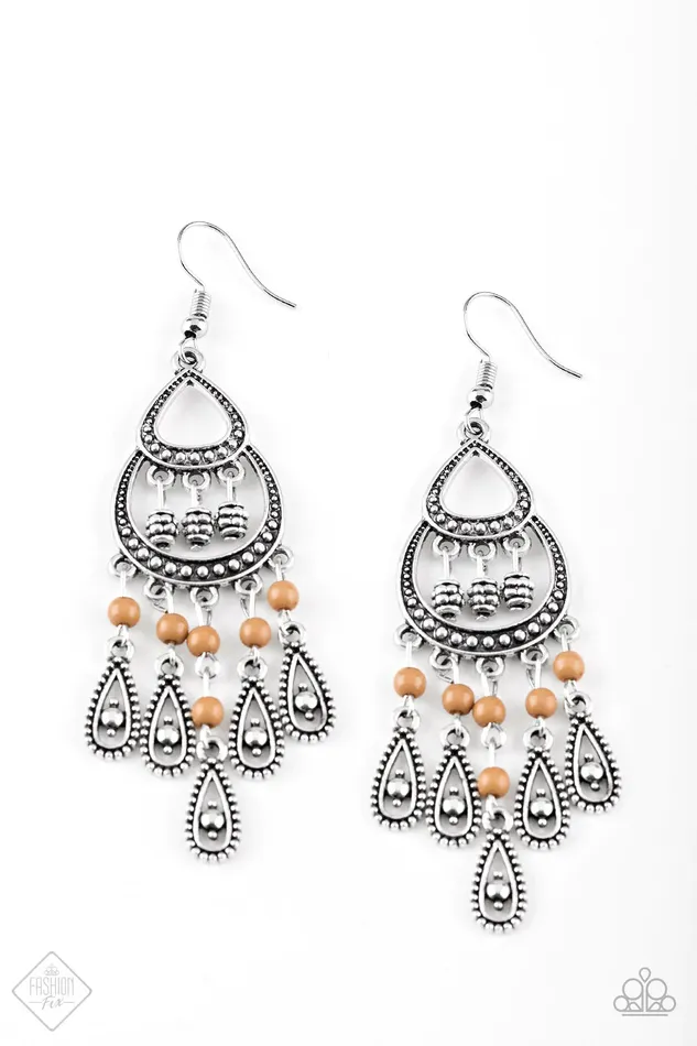 Paparazzi Jewelry Earrings Paparazzi Earring Eastern Excursion Brown