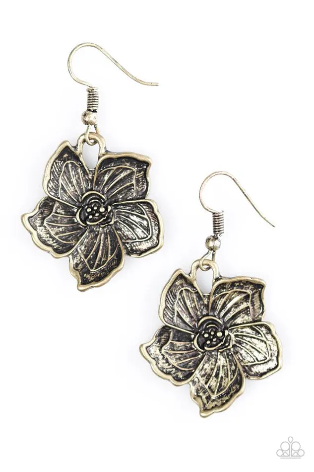 Paparazzi Jewelry Earrings Paparazzi Earring Hibiscus Grove Brass