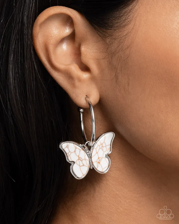 Paparazzi Jewelry Earrings Paparazzi Earring Melodic Mariposa White
