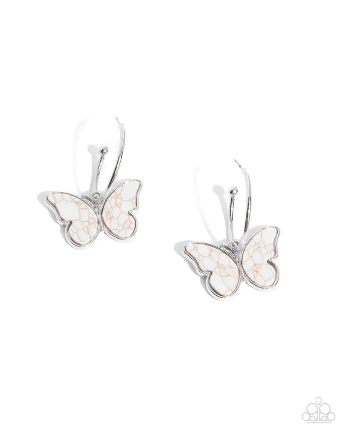 Paparazzi Jewelry Earrings Paparazzi Earring Melodic Mariposa White