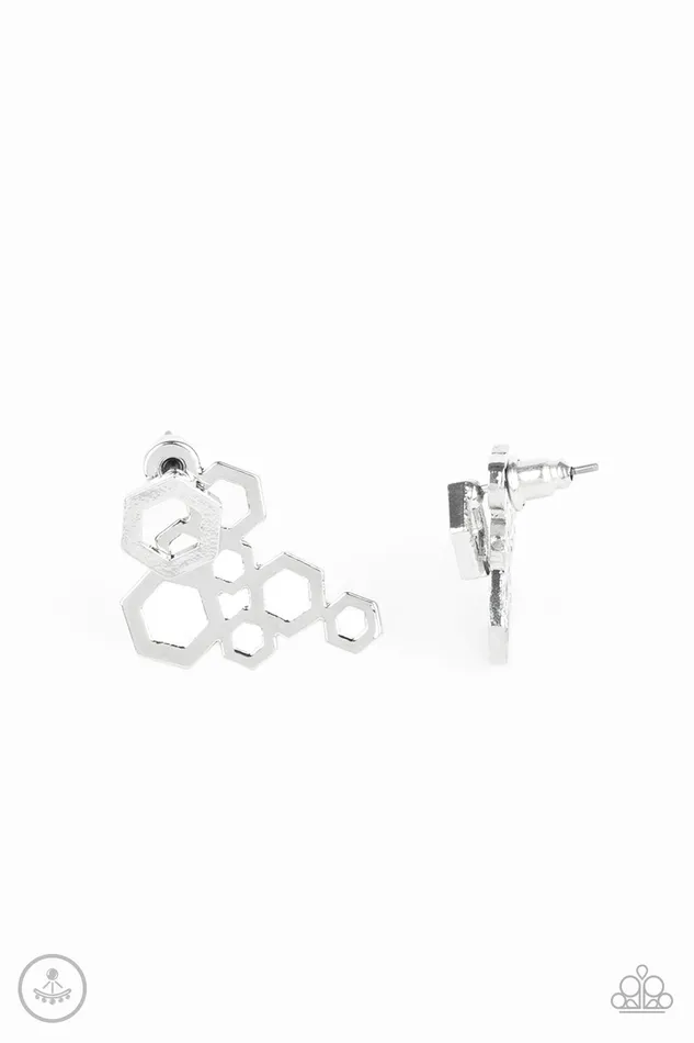 Paparazzi Jewelry Earrings Paparazzi Earring SixSided Shimmer Silver Paparazzi Jewelry Earrings Paparazzi Earring SixSided Shimmer Silver
