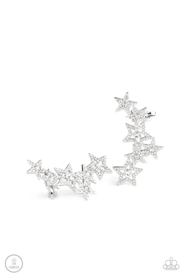 Paparazzi Jewelry Earrings Paparazzi Earring StarSpangled Shimmer White Paparazzi Jewelry Earrings Paparazzi Earring StarSpangled Shimmer White