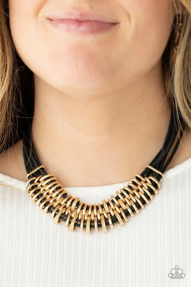 Paparazzi Jewelry Necklaces Paparazzi Necklace Lock Stock and SPARKLE Gold