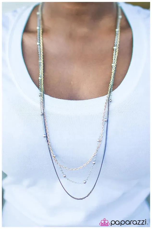 Paparazzi Jewelry Necklaces Paparazzi Necklace Metallic Crescendo Gold