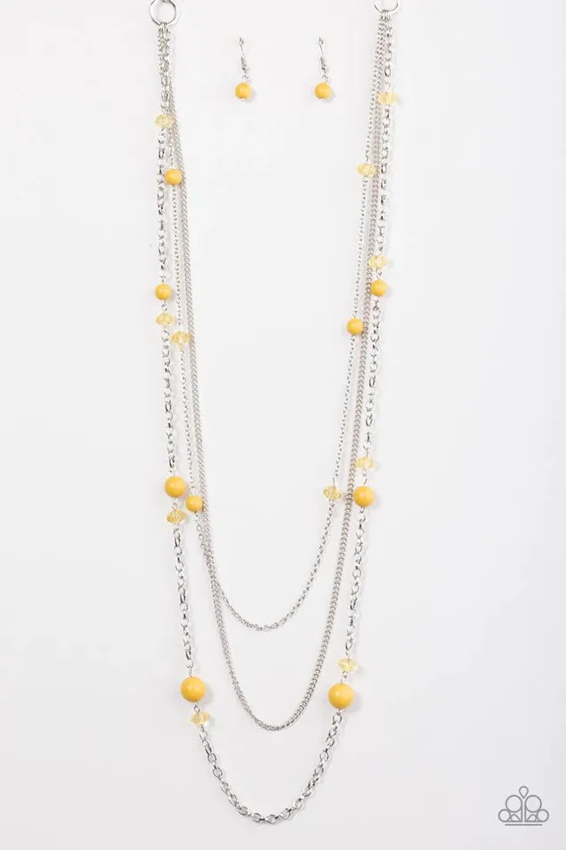 Paparazzi Jewelry Necklaces Paparazzi Necklace Triple Tango Yellow