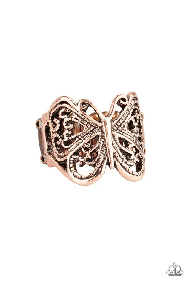 Paparazzi Jewelry Rings Paparazzi Ring All Aflutter Copper