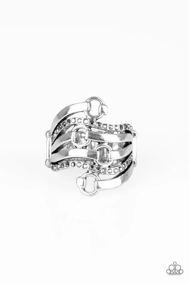 Paparazzi Jewelry Rings Paparazzi Ring Buckle Up Silver