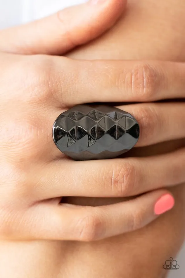 Paparazzi Jewelry Rings Paparazzi Ring Ferociously Faceted Black