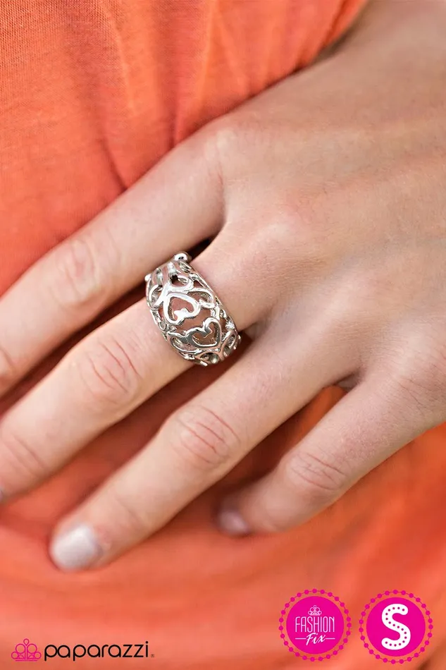 Paparazzi Jewelry Rings Paparazzi Ring Open Hearts Silver