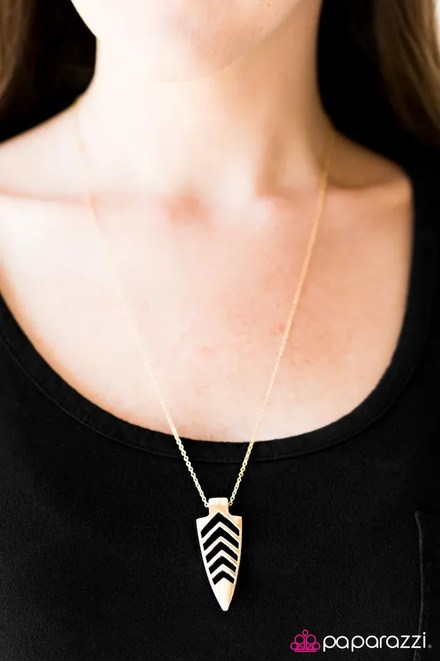 Paparazzi Necklace Fighting SPEARit Gold Paparazzi Jewelry Necklaces