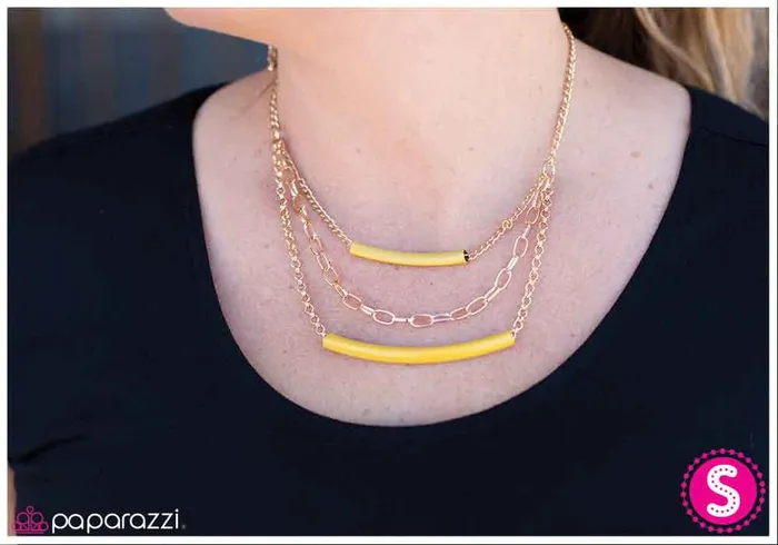 Paparazzi Necklace In the Swing of Things Yellow Paparazzi Jewelry Necklaces