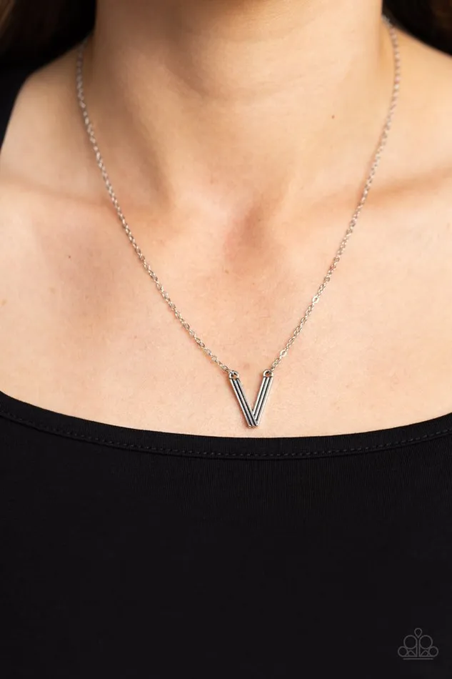 Paparazzi Necklace Leave Your Initials Silver V Paparazzi Jewelry Necklaces