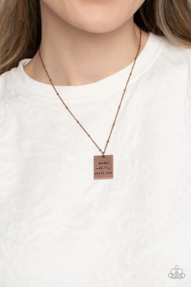 Paparazzi Necklace Mama MVP Copper Paparazzi Jewelry Necklaces