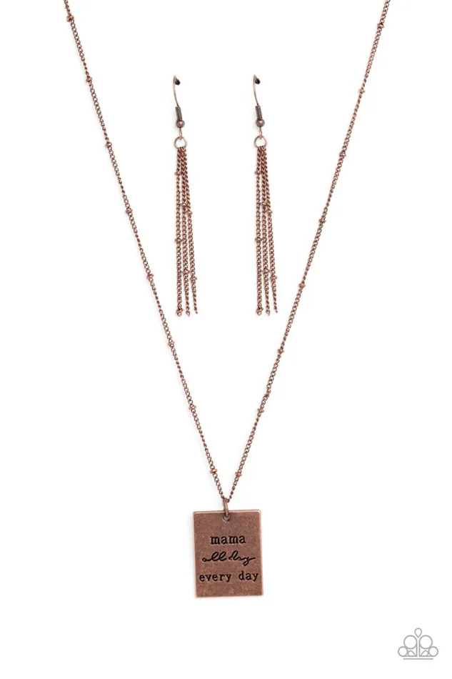Paparazzi Necklace Mama MVP Copper Paparazzi Jewelry Necklaces