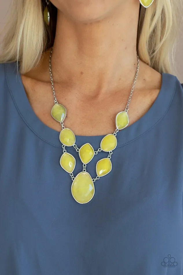 Paparazzi Necklace Opulently Oracle Yellow Paparazzi Jewelry Necklaces