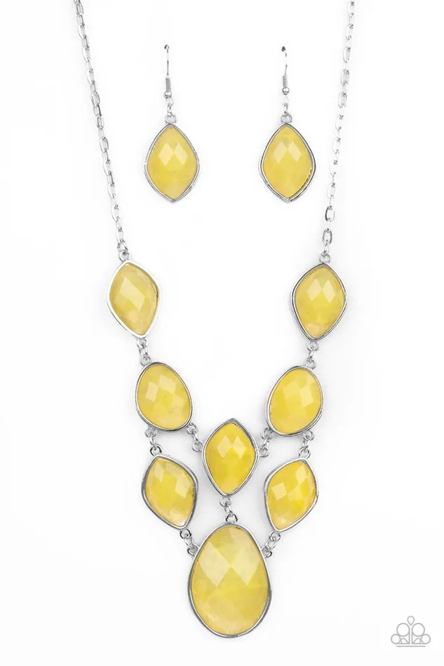Paparazzi Necklace Opulently Oracle Yellow Paparazzi Jewelry Necklaces