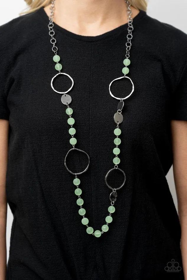 Paparazzi Necklace Sea Glass Wanderer Green Paparazzi Jewelry Necklaces