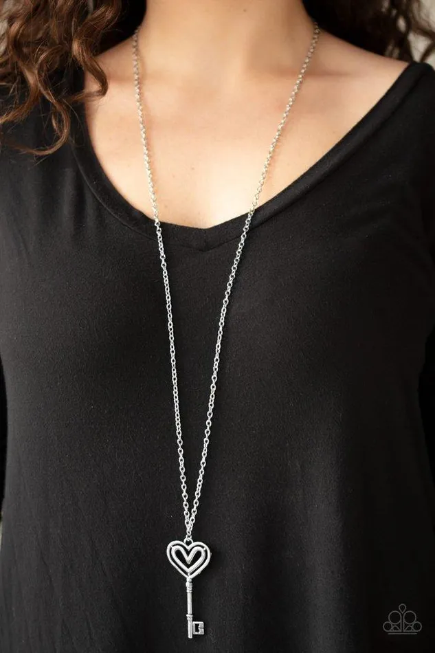 Paparazzi Necklace Unlock My Heart Silver Paparazzi Jewelry Necklaces