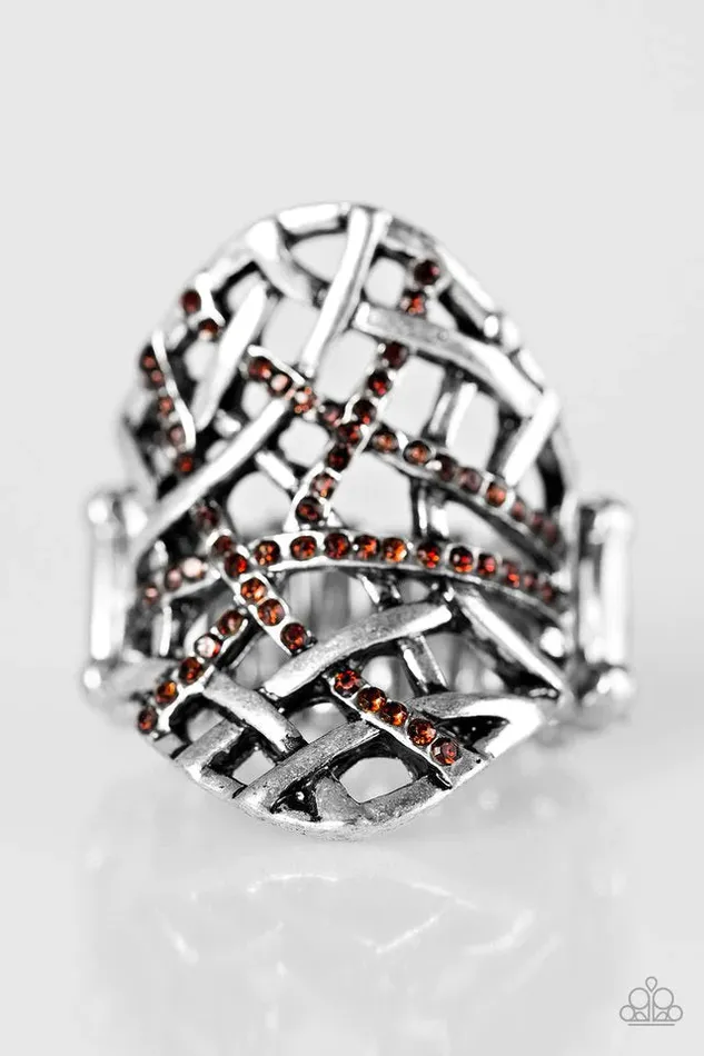 Paparazzi Ring Controlled Chaos Brown Paparazzi Jewelry Rings