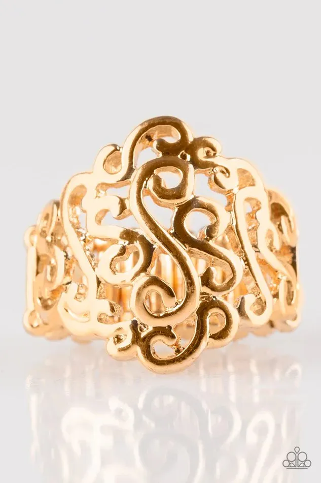 Paparazzi Ring Dizzy Demure Gold Paparazzi Jewelry Rings