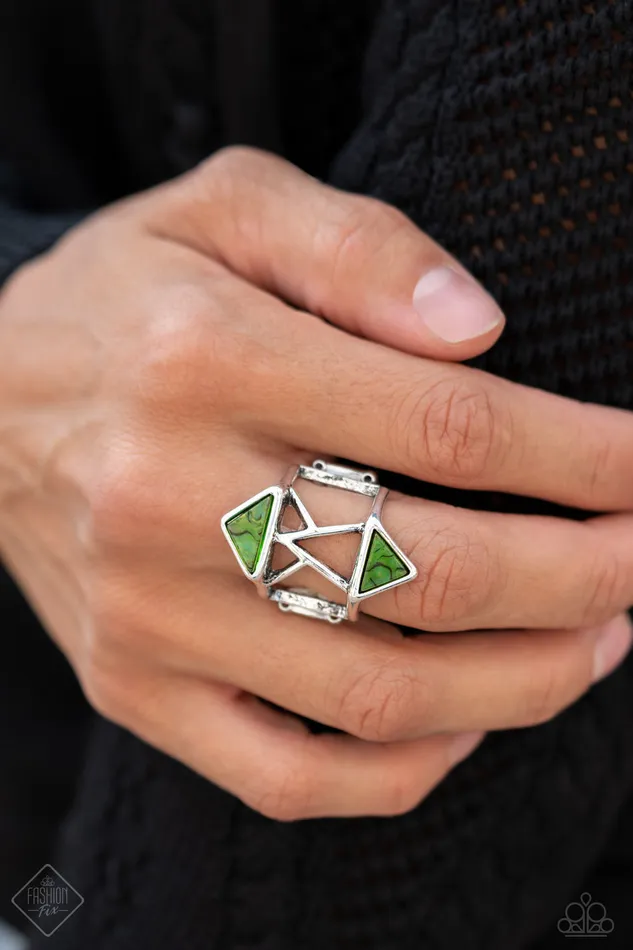 Paparazzi Ring Fashion Fix Dec 2020 Making Me Edgy Green Paparazzi Jewelry Rings