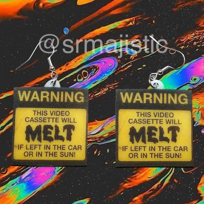 READY TO SHIP VHS Movie Genre Sticker 2D detailed Handmade Earrings Sam Makes Things Earrings READY TO SHIP VHS Movie Genre Sticker 2D detailed Handmade Earrings Sam Makes Things Earrings