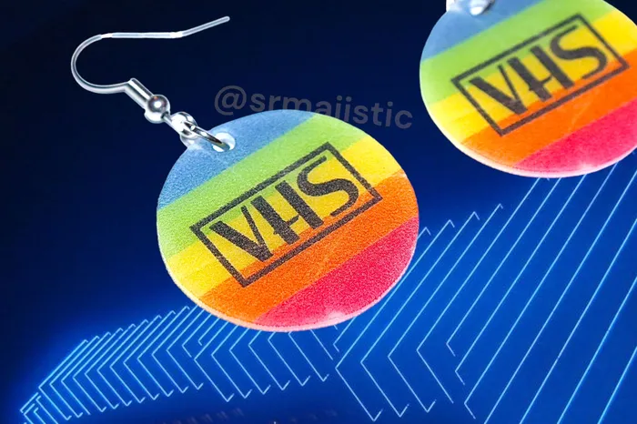 READY TO SHIP VHS Movie Genre Sticker 2D detailed Handmade Earrings Sam Makes Things Earrings READY TO SHIP VHS Movie Genre Sticker 2D detailed Handmade Earrings Sam Makes Things Earrings