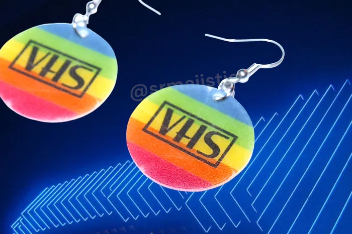 READY TO SHIP VHS Movie Genre Sticker 2D detailed Handmade Earrings Sam Makes Things Earrings READY TO SHIP VHS Movie Genre Sticker 2D detailed Handmade Earrings Sam Makes Things Earrings