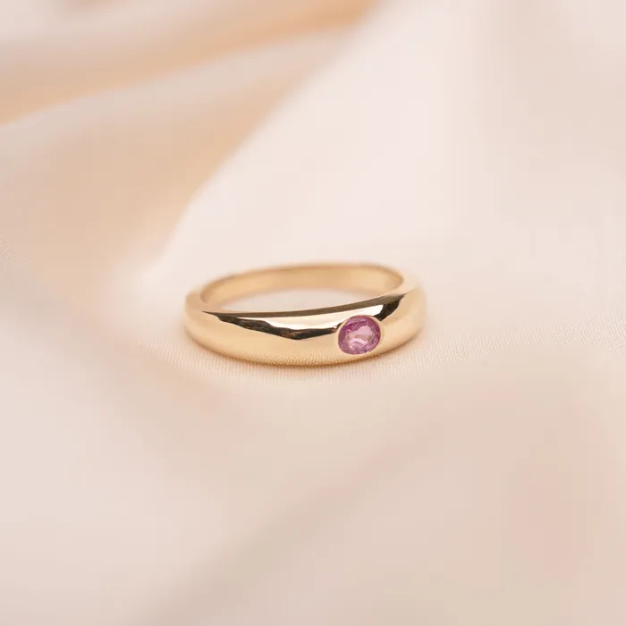 RG Rings 14k Thin Pink Sapphire Dome Ring