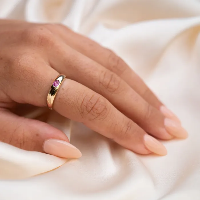 RG Rings 14k Thin Pink Sapphire Dome Ring