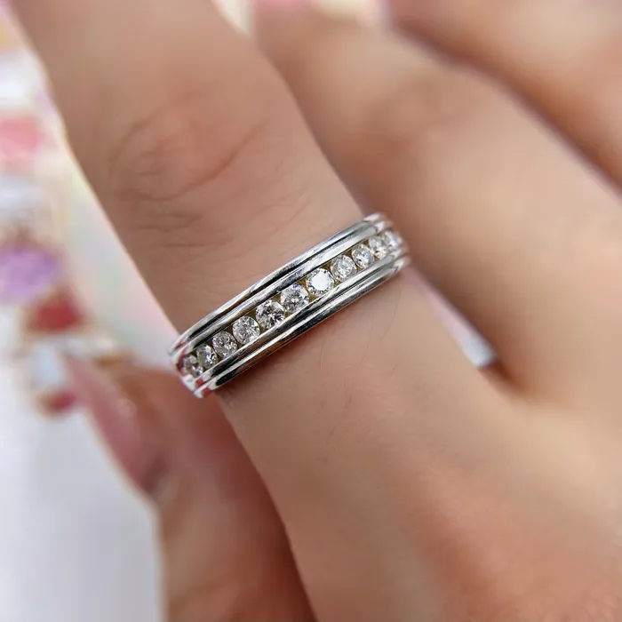 Rings 14k White Gold Wedding Channel Band BA456300 Diamond Source NYC