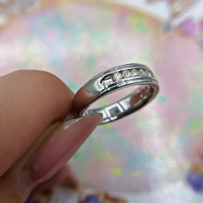 Rings 14k White Gold Wedding Channel Band BA456300 Diamond Source NYC