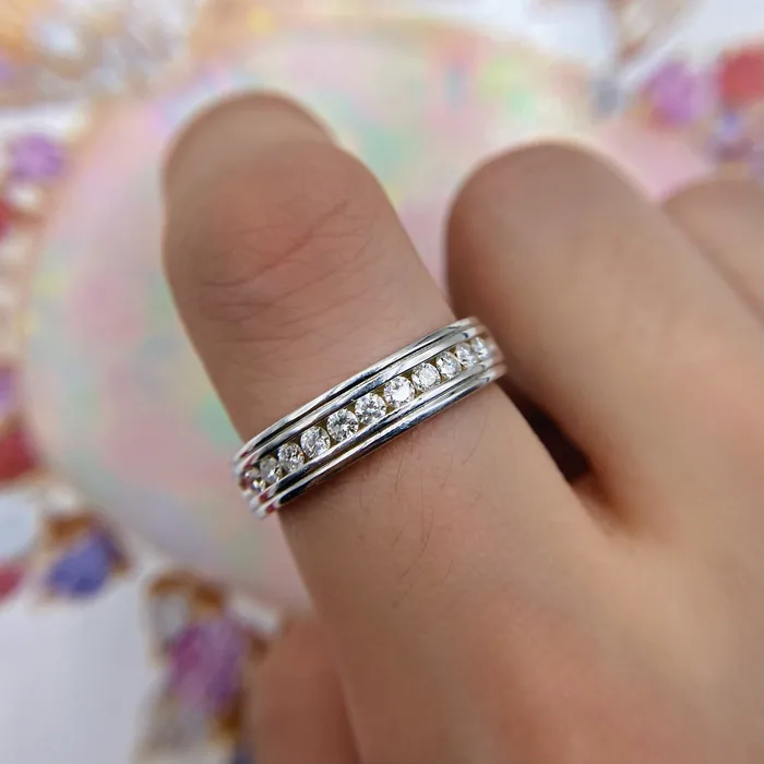 Rings 14k White Gold Wedding Channel Band BA456300 Diamond Source NYC