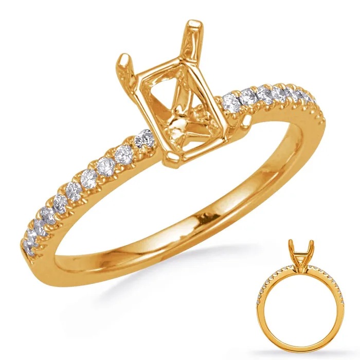 Rings 14K Yellow Gold Semimount Diamond Ring with White Gold Head for Emerald Engagement Collections Rings 14K Yellow Gold Semimount Diamond Ring with White Gold Head for Emerald Engagement Collections