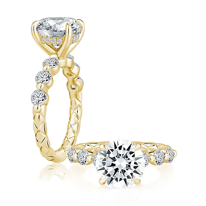 Rings AJaffe 14K Yellow Gold Diamond Semimount Ring with Hidden Halo A Jaffe Rings AJaffe 14K Yellow Gold Diamond Semimount Ring with Hidden Halo A Jaffe